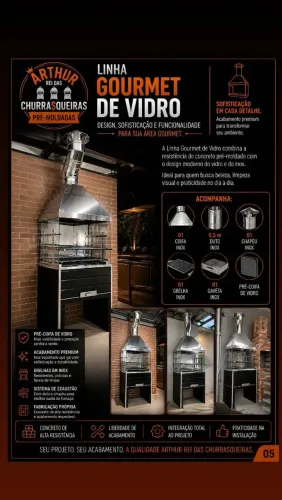 Churrasqueira Gourmet Vidro temperado e coifa inox