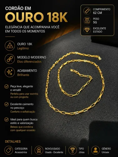 Cordão Cartier Alongado Ouro 18K 62cm 5g 