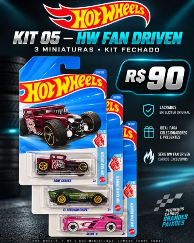 Kit 05 - Hot Wheels Fan Driven Bone Shaker Deora II 3 carros