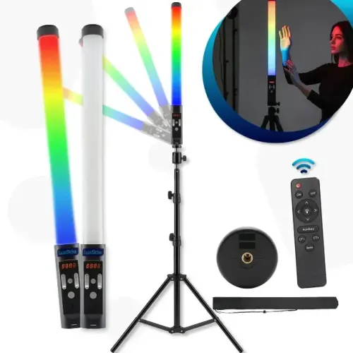 Bastão Led Lâmpada Fotográfica Luz Rgb + Tripé