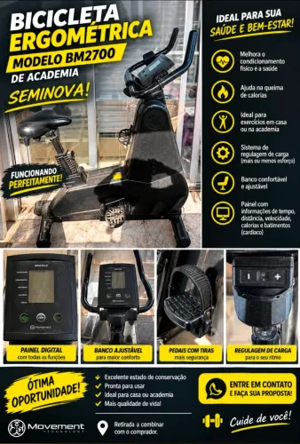 BICICLETA ERGOMETRITICA BM2700 PROFISSIONAL