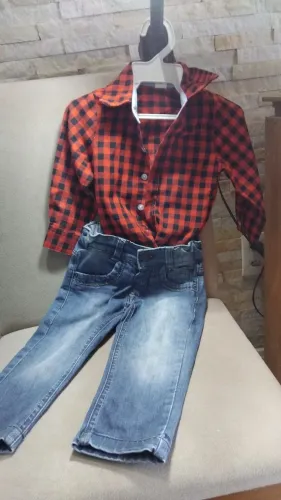 Camisa xadrez 1 a 2 com jeans 