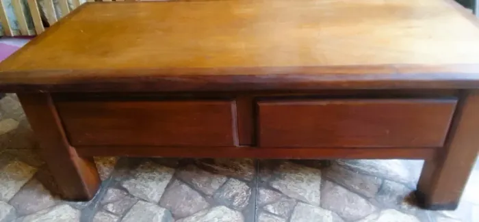Mesa Centro baixa retangular Estilo Velha Bahia puxadores argola ferro