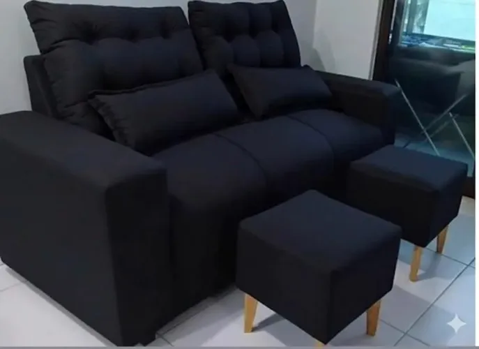 Sofá luxo três lugares com pufs  entrega grátis 