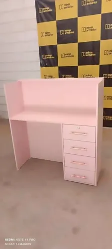 Balcão ripado Rosa  - Enviamos montado 