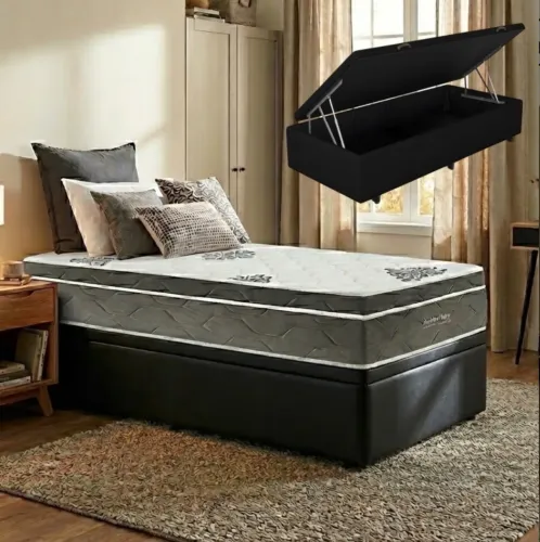 CONJUNTO SOLTEIRO PRIME BAÚ POCKET D26 - PRETO
