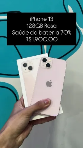 Seminovo: iPhone 13 128GB / Rosa / Saude de Bateria 70% - Loja Fisica