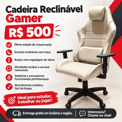 Cadeira Gamer Reclinável Entrega grátis Goiânia e região