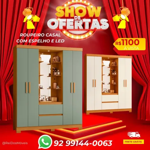 Guarda roupa casal com espelho e Led
