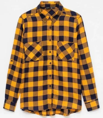 Camisa Xadrez Flanela Amarela