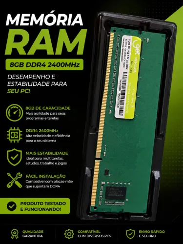 Memória RAM 8GB DDR4 para Desktop 2400MHz