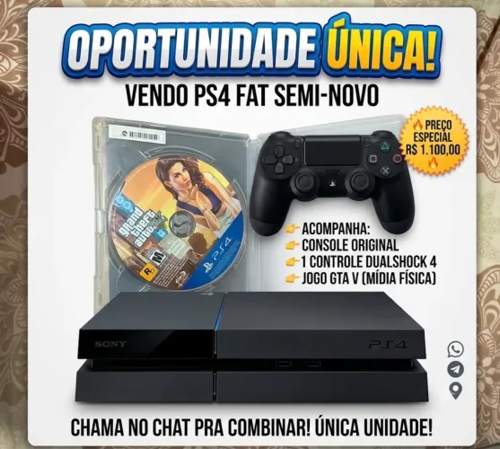 ? OPORTUNIDADE ÚNICA! VENDO PS4 FAT SEMI-NOVO
