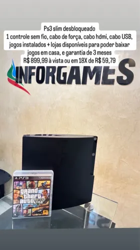 PS3 SLIM DESBLOQUEADO COM GARANTIA