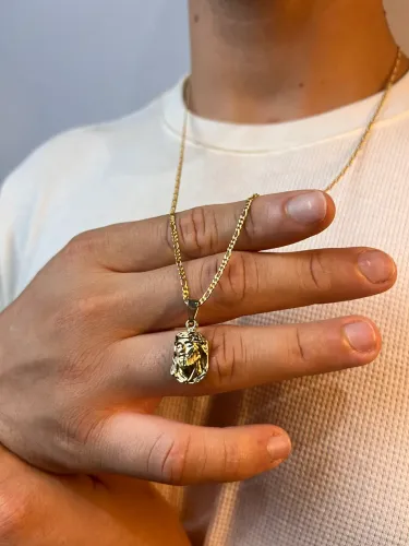 Corrente 3x1 Masculina + Pingente Face de Cristo luxo Banhado a Ouro 24k 