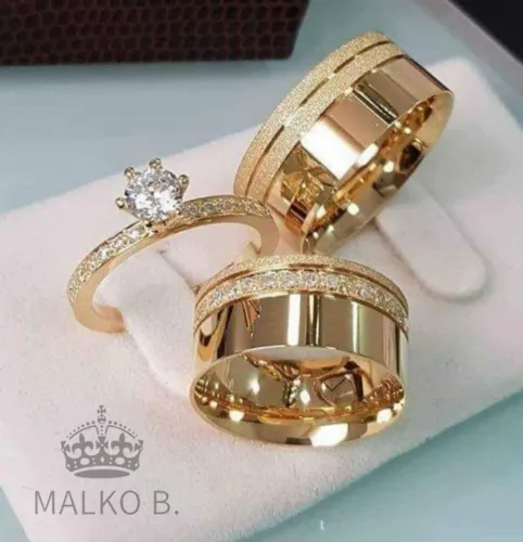 Aliança de moeda antiga par dourado 