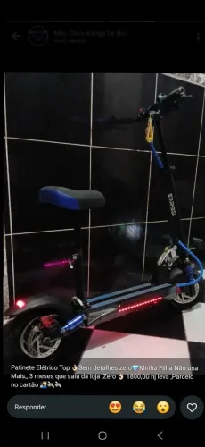 Vendo patinete elétrico zero 2 meses comprado,quase não usou ,Top and a muito todo ok