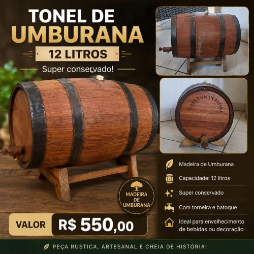 Barril / Tonel Umburana - 12 Litros