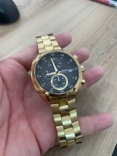 RELÓGIO DOURADO ORIENT SOLAR 