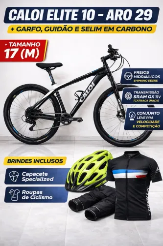 Caloi Elite  Carbono  - Aro 29 - SRAM GX 11v - Garfo Carbono JAVA - 