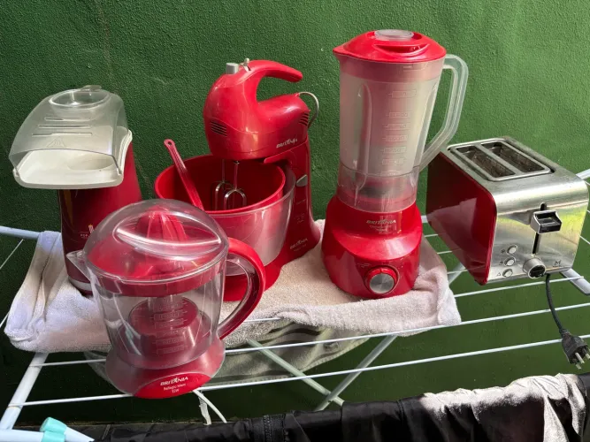 Kit 5 Peças: Batedeira + Torradeira + Espremedor de Frutas + Liquidificador + Pipoqueira