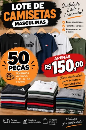 Lote de camisetas masculina para brechó 