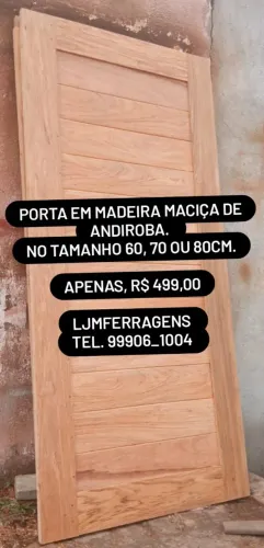 PORTA EM MADEIRA MACIÇA DE ANDIROBA OU TIMBORANA