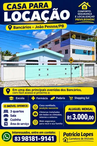 CASA PARA LOCAÇÃO - BANCÁRIOS