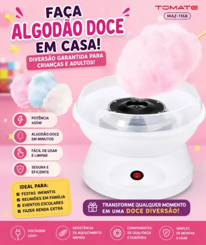Máquina de Algodão Doce Tomate MAZ-116B | Faça Algodão Doce em Casa