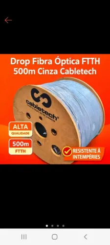 Cabo de Fibra Optica Drop Conpacto 1 FO 500 metros cinza FTTH Alta