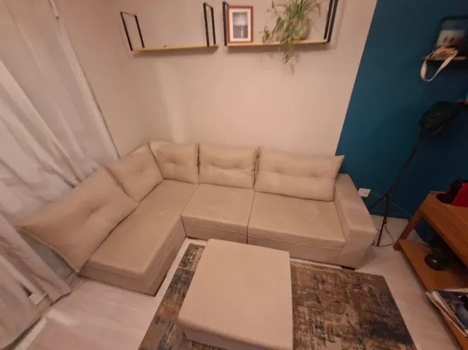 Vendo Sofá de Canto 7 Lugares Glória Suede bege