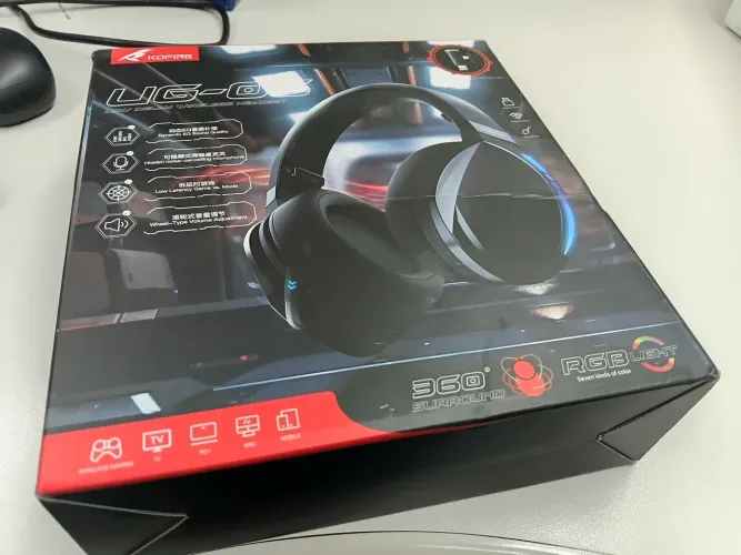 Headset Gamer Sem Fio Kofire UG-06 - Tri-Mode (Bluetooth, Dongle e Cabo) - Novo/Pouco Uso