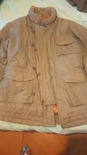 Parka masculina vintage acolchoada marrom estilo militar inverno