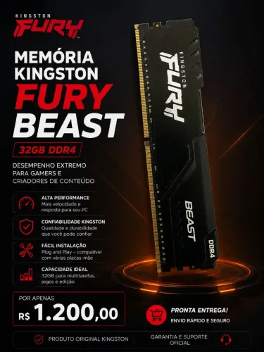 Memória Fury ddr4 32 gb