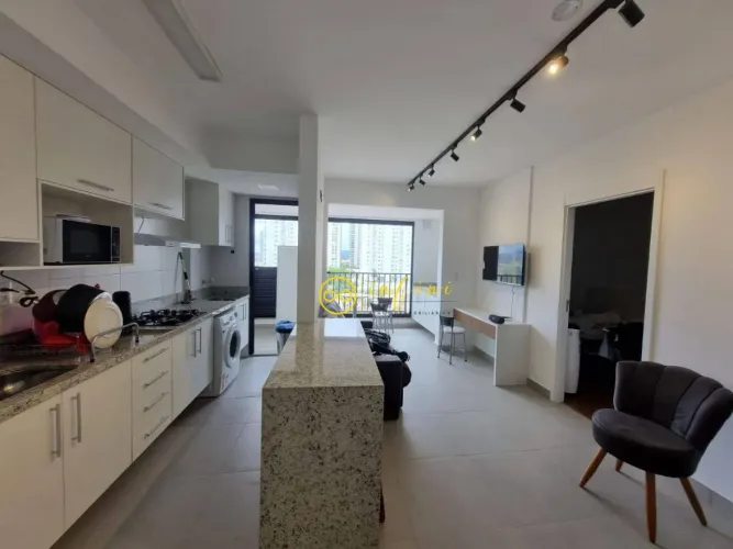 Apartamento Studio Mobiliado com 1 Quarto para alugar, 45 m² por R$ 3.700/mês - Condomínio