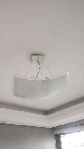 Lustre Pendente de Vidro Fosco Curvo