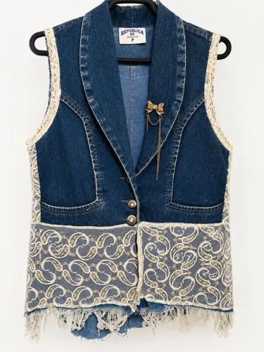 Colete Jeans Estilo Vintage