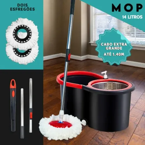 Aproveite Hoje! Mop Giratório com Balde Centrífuga 14L | Link com Desconto