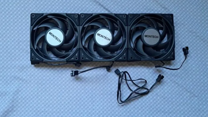 Kit 3 Fans ventoinhas para gabinete e cooler Montech 120 120mm PWM + splitter