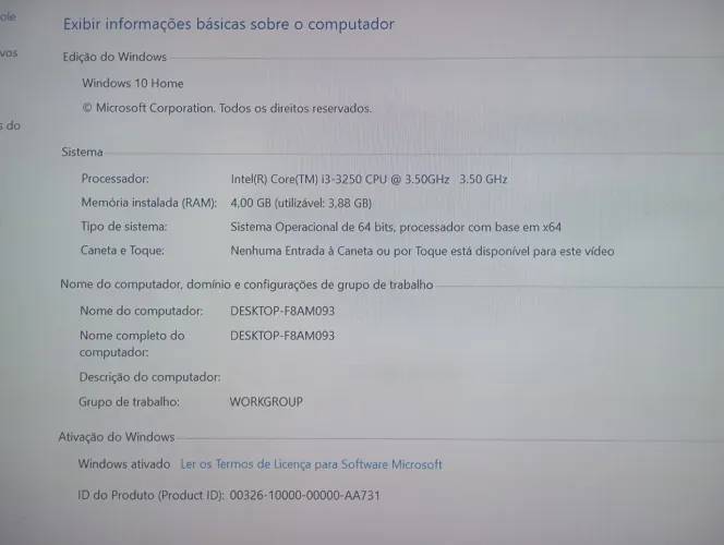 Máquina cpu i3 HD 500 memória 4gh