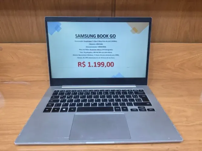 Notebook Samsung BOOK GO - 4GB RAM / 128GB de Armazenamento - Placa de Vídeo Adreno 618