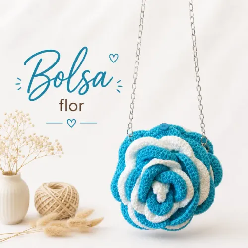 Bolsa flor artesanal de fio náutico. Leia a descrição.