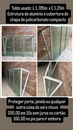 Toldo alumínio e policarbonato para porta e janela