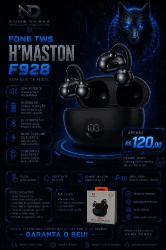 FONE TWS H?MASTON F928 - ESTILO PREMIUM