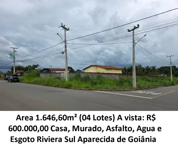 Leia a descrição: Area 1.646,60m² (Casa, Murado, Asfalto, Agua e Esgoto) Riviera Sul