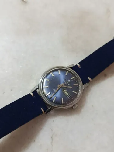 Relógio Vintage Classic Automatic Azul - Duplo Calendário 25 Rubis (Original Funcionando)