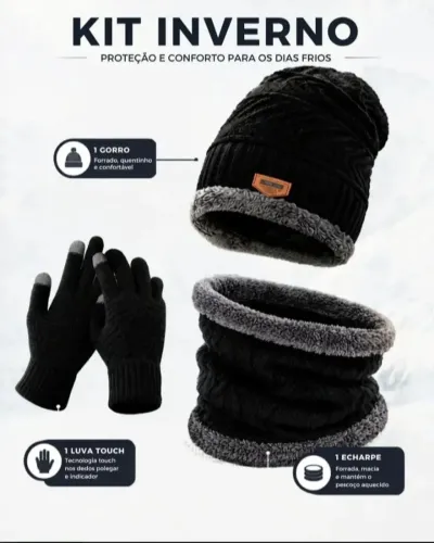 Vendo kit inverno luva, gorro e proteção do pescoço