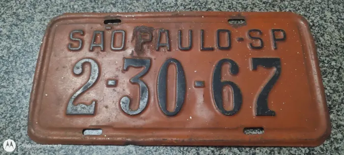Placa antiga de carro são Paulo do século XX