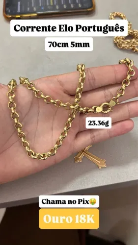 Corrente Elo Português de ouro 23.36g 18k procedência garantia eterna