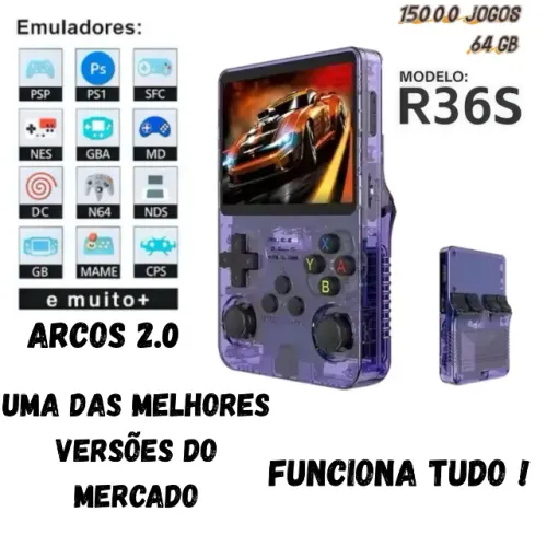 Mini Video Game portátil R36s Arkos 15000 jogos 64gb Novos Lacrados