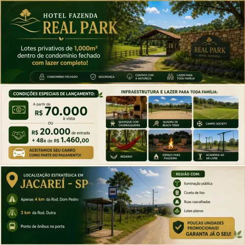 Lotes a Venda / Entrada Baixa / Região de Jacareí - SP